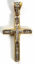 14 KT YELLOW GOLD DIAMOND CROSS PENDANT