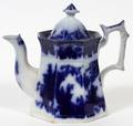 VICTORIAN FLOW BLUE COFFEE POT MID 19TH C