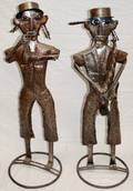 METAL JAZZ MUSICIAN SCULPTURES PAIR