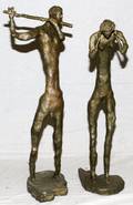 MODERN BRONZE MALE  FEMALE STATUES PAIR