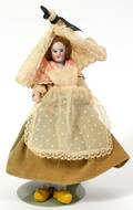 BISQUE  CLOTH DOLLHOUSE DOLL C 1900