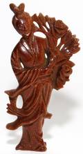CHINESE CARVED GOLD STONE FIGURE OF GUANYIN