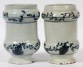 EARLY DELFT POTTERY URNS 18TH C PAIR