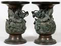 JAPANESE BRONZE URNS PAIR
