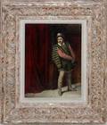 ALBERT AUBLET OIL ON BOARD MAN DRAWING SWORD