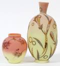 HAND PAINTED BURMESE ART GLASS VASES 2 PCS