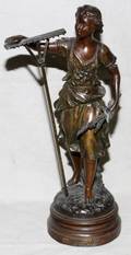SPELTER FIGURE GIRL W RAKE 15H