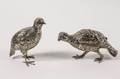 Two English Silver Models of Quail