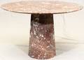 ROUND BURGUNDY VEINED MARBLE TABLE