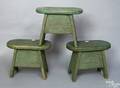 Three painted mortised stools