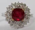 18KT WHITE GOLD RUBY  2CT DIAMOND RING GIA