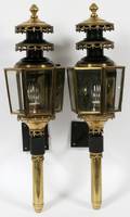 PAIR OF BRASS COACH LAMPS MODERN H 27