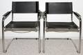 ITALIAN CHROME  BLACK VINYL ARMCHAIRS C 1992