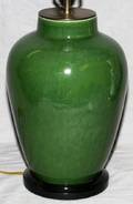 GREEN GLAZED CERAMIC URNFORM LAMP