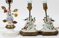PORCELAIN BOUDOIR LAMPS THREE PCS