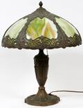 LEADED GLASS METAL TABLE LAMP