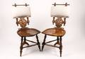 Pair of Continental MOP Inlaid Walnut Chairs