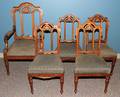 PECAN WOOD  UPHOLSTERED PARLOR CHAIRS 5 PCS
