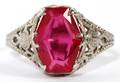 CUSHION SHAPE 82 CT LINDY RUBY14 KT GOLD RING