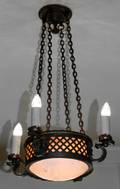 BIDDLE GAUMER ARTS  CRAFTS IRON CHANDELIER