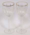 NORITAKE GLASS GOLD RIM WINE GOBLETS SET OF 11