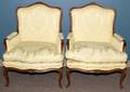 FRENCH STYLE CARVED WALNUT FRAME BERGERE CHAIRS