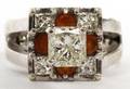 SQUARE CUT W FOUR DIAMONDS 14 KIT GOLD RING