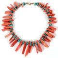 PINK CORAL  TURQUOISE BEAD NECKLACE