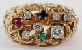 14KT GOLD DIAMOND EMERALD RUBY  SAPPHIRE RING