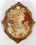 14KT YELLOW GOLD  SHELL CAMEO BROOCH