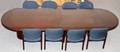 CHERRY WOOD CONFERENCE TABLE UPHOLSTERED CHAIRS