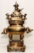 CHINESE BRASS INCENSE BURNER 19TH C