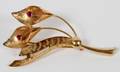 18 KT GOLD FLOWER PIN W TWO RED SAPPHIRES