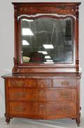 CARVED MAHOGANY  MARBLE DRESSER