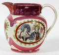 ENGLISH SUNDERLAND PINK LUSTRE MASONIC JUG