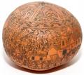 PERUVIAN CARVED FOLK ART GOURD SIGNED
