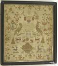 Silk on linen needlework sampler dated 1829