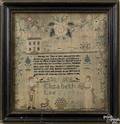 Silk on linen needlework sampler dated 1811