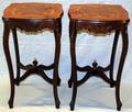 FRENCH MARQUETRY INLAID END TABLES PAIR