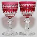 CRANBERRY OVERLAY CRYSTAL WINES 12 PIECES