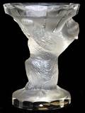 FROSTED GLASS BEAR FIGURAL COMPOTE