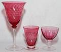 CRANBERRY GLASS STEMWARE 73 PIECES