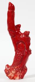 CHINESE CARVED CORAL FIGURAL STATUE