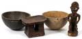 AFRICAN CARVED BOWLS FIGURE  SMALL KINGS BENCH