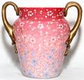 WEBB PEACHBLOW CASED GLASS VASE ENAMEL DECOR