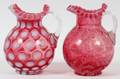 CRANBERRY OPALESCENT GLASS SPANISH LACE PITCHER