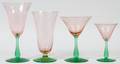 STEUBEN STYLE PINK  GREEN GLASS STEMWARE 18