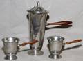 PEWTER TEA SET THREE H 3 14  9