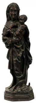 CARVED WOOD MARY W CHILD STATUE