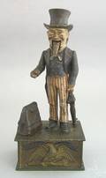 Uncle Sam cast iron mechanical bank pat 1886